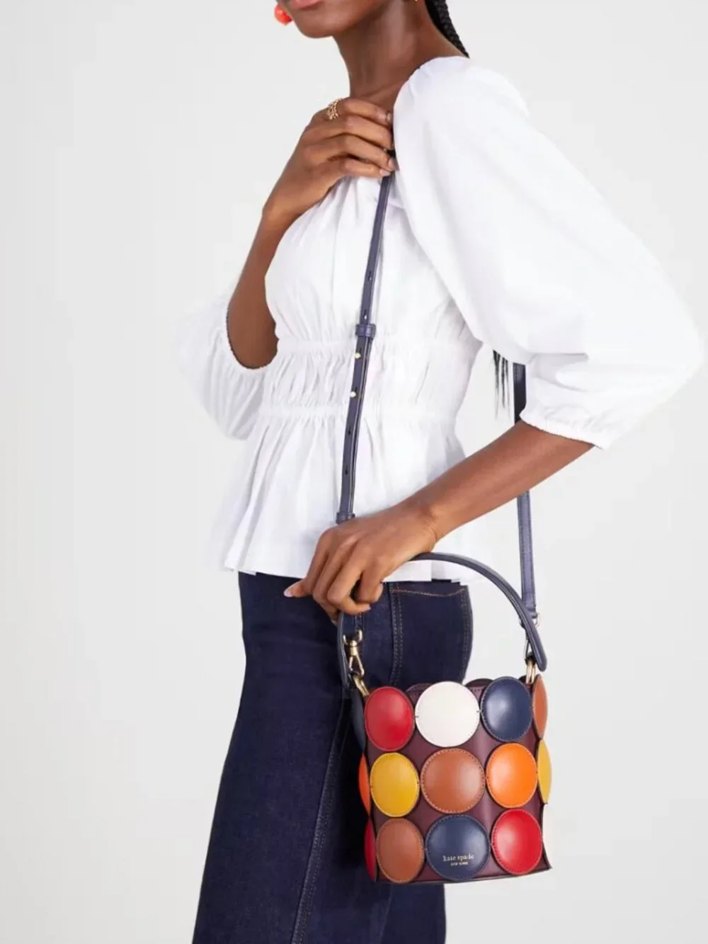 KATE SPADE Dottie Small Leather Bucket Bag Multicolored